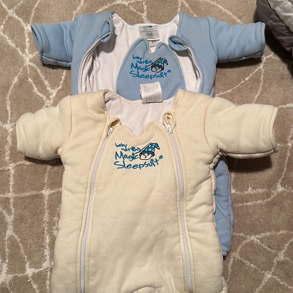 Blue ivory set 2 magic merlin sleep suit size small 3-6 months